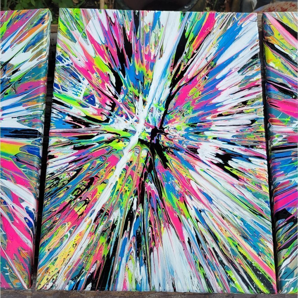 Original 3 piece spin art each one is 12x16 - Picture 6 of 10